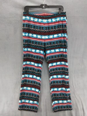 Target Branded Fuzzy Pajama Pants Women Sz M Polar Bear Snow Flake Winter Theme - Image 1 of 4