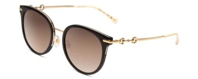 GUCCI GG1015SK-004 Womens Cateye Designer Sunglasses Black Gold/White/Brown 56mm - Image 1 of 4