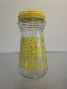 Vintage Lidded Glass Juice Carafe Jar Jug. 24 Ounces. Yellow 1960s-70s - Picture 1 of 5