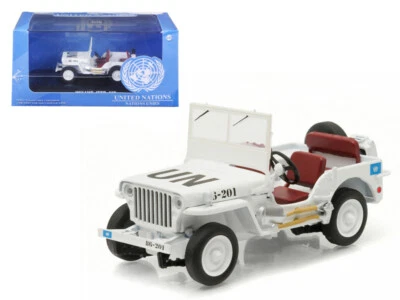1/43 Greenlight ONU United Nationals Jeep Willys Diecast Modelo Coche Blanco 86308 Foto 1 de 2