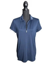 Camisa polo para mujer Ariat azul marino Bandera 1/4 cremallera talla L - Imagen 1 de 7