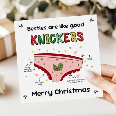 LITTLEGREETS Cheeky Best Friend Christmas Card – Humorous Knickers bestie xmas card