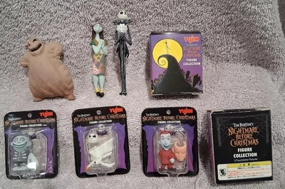 TIM BURTON'S THE NIGHTMARE BEFORE CHRISTMAS COMPLETE SET  6 FIGURES HALLOWEEN - Image 1 of 4