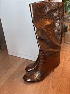 ZARA Stiefel Gold Glitzer Gr. 39 Neu - Bild 1 von 9