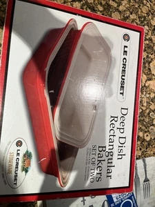 Two Le Creuset Red Square Baker 17-27 Dish  Never Used  - Picture 1 of 8