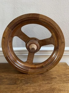 VINTAGE PRIMITIVE HOLZ GIESSEREI FORM INDUSTRIELLE STEAMPUNK KUNST RAD 15" X 3,25" - Bild 1 von 16