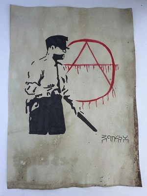 Pintura artística Banksy certificado de autenticidad dibujo original papel vintage firmado Foto 1 de 3