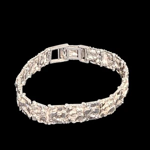 Vintage Sterling Silver Solid Nugget Bracelet 925 Adjustable 8.5" 24.83 grams - Picture 1 of 4