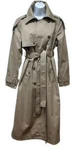 Banana Republic Women’s S Jacket Trench Coat Maxi Tie Belt Cotton Beige NEW - Picture 1 of 14