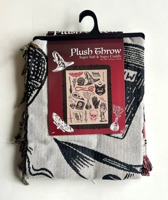 "Retro Halloween Bruja Iconos Espeluznantes Tapiz Manta Lanzar Calavera Gato 48""x 60""" Foto 1 de 3