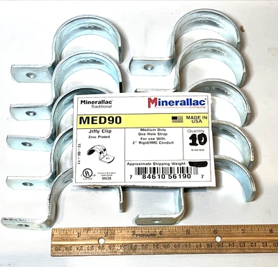 MINERALLAC (10) 2" Rigid RMC Electrical Conduit Pipe Clip Hanger Zinc Metal Bracket LOT