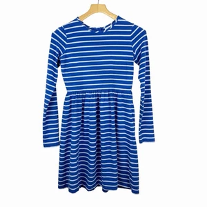 Hanna Andersson Long Sleeve Blue Stripe Fit Flare Dress Cotton Size 14/16 160 - Picture 1 of 11