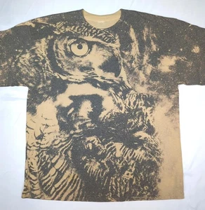 BONNIE LATHAM Vintage Wildlife Art EULE All Over Print AOP Grafik T-SHIRT Herren L - Bild 1 von 10