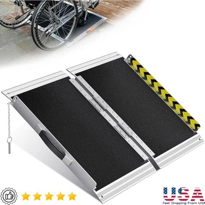 Rampa de cadeira de rodas portátil alumínio antiderrapante carrinhos scooters 800 lb nova - Imagem 1 de 4