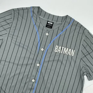 New BATMAN JERSEY Superheroes Collector's Sz Large Men Grey Logo - Picture 1 of 11