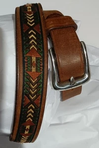 Cinturón Brighton Cuero Marrón Búfalo Níquel Tejido Cinta Mujer Talla 35" - Imagen 1 de 8