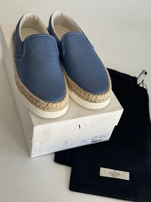 Valentino Garavani KYOS0917 Alpargatas Cuero Azul Zapatos Sin Cordones Talla 40 con Caja Foto 1 de 4