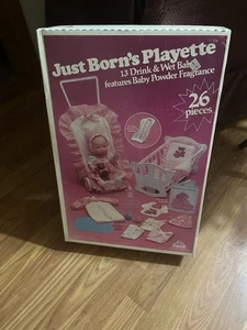 Sealed Just Born’s Playette 26 Piece Set 13” Drink & Wet Baby Eugene Vintage New - Picture 1 of 9