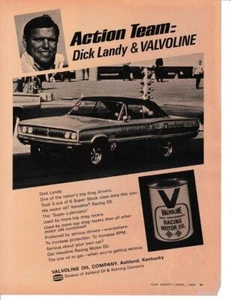 1969 Valvoline Print-Ad/ Dick Landy 1967 Dodge Coronet Super Stock - Picture 1 of 1