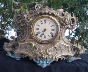 Antique 1870s Kroeber IRON FRONT Brass Finish Parlor Mantle Clock  VIDEO  UNUSAL - Picture 1 of 12