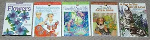 Lot /5 Creative Haven & Others Adult COLORING BOOKs Cats~Dogs~Sea Life~Flowers.. - Picture 1 of 2