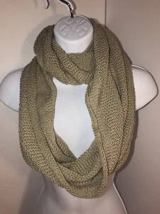 Damen Infinity Schal braun hellbraun mit goldenen Pailletten Spitze Seton Nicole Benisti - Bild 1 von 4