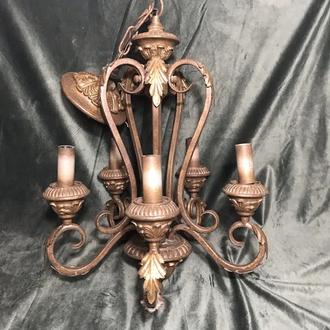 Baroque Style  Five-Light Chandelier bronze?copper? 18” retro vintage Cover