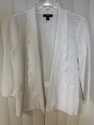 Alfani Women’s Sweater Cardigan,size Medium, White, 3/4 Sleeves,open Front,short - Image 1 of 4