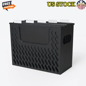 Portable Black File Organizer Box W/ 5 Hanging Folders Letter Size Side Handle - Picture 1 of 5