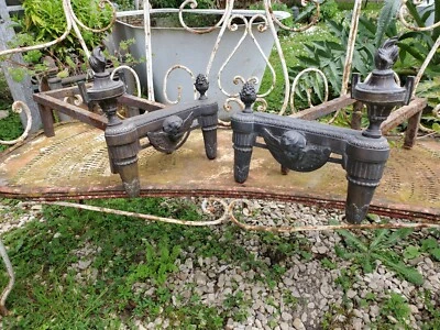 paire de Chenet aux angelots ange chérubin putti déco shabby chic campagne - Photo 1/4