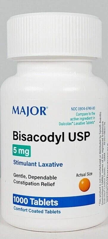 Paquete de 2 comprimidos recubiertos Major Bisacodyl 5 mg 2000 - Fecha de caducidad 02/2026 Foto 1 de 1