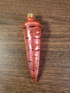 Vintage Mercury Glass Tall Pink Carrot Christmas Ornament ~ 4-1/4" - Picture 1 of 3