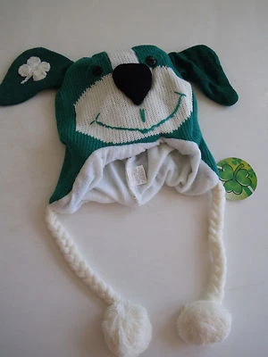 Chapéu de malha St. Patrick's Day trevo cachorro cachorro cachorro com tranças ~NOVO~ - Imagem 1 de 4
