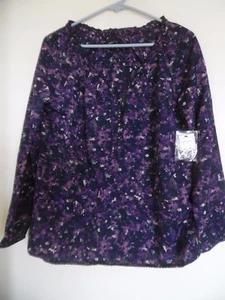 RELATIVITY Women Multi Color Floral Boho Tunic Shirt Top Sz M - Picture 1 of 3