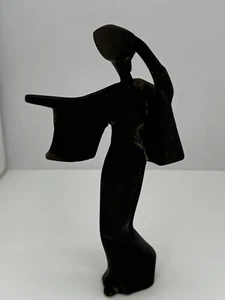 Japanese Geisha standing Figurine Vintage Mid Century Modernist Cast Iron 7" - Picture 1 of 14