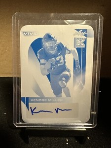 2023 Leaf Vivid Football Kendre Miller Cyan Printing Plate 1/1 Auto