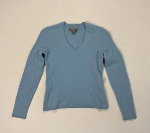 Ann Taylor Women’s XSP 100% Cashmere Sweater Blue Lightweight Modern Preppy - Picture 1 of 10