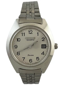 NOS Herrenarmbanduhr Citizen Seven Quartz mit Datum und Schild, funktioniert - Bild 1 von 5