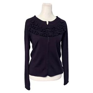 Banana Republic Purple Ruffle Front Merino Wool Cardigan Size Small - Picture 1 of 6