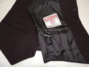 HARRIS TWEED Men's Deep Maroon Herringbone Slim Fit Vest Waistcoat Size 40 US - Picture 1 of 11