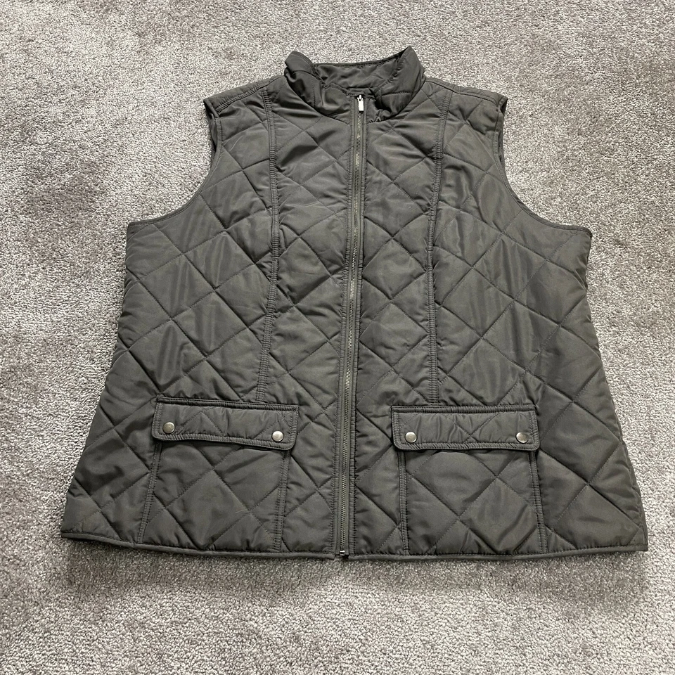Chaleco acolchado Gloria Vanderbilt para mujer XL negro sin mangas cremallera completa cuello alto Foto 1 de 4