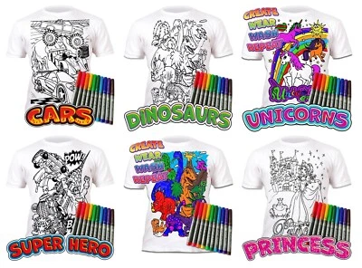 Splat Planet Colour In Children's T-Shirt - Girls & Boys - Pens Included