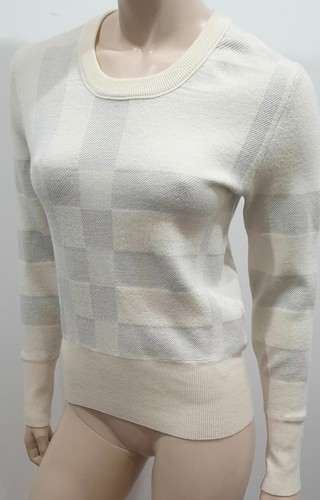 Maglione maglione BURBERRY LONDON misto lana panna motivo quadri e righe S P