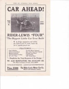 Rare 1909 Rider-Lewis "Four"  Touring Car Print-Ad/Great Art - Picture 1 of 1