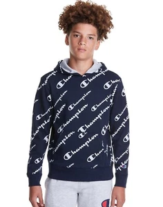 Champion L129716 Boys Navy Allover Printed Fleece Hoodie Size XL - Picture 1 of 4
