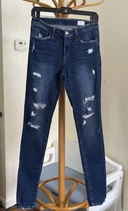 Pantalones de mezclilla ajustados Bridge by Gly para mujer 27 tiro medio desgastados elásticos - Imagen 1 de 5