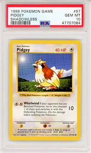 1999 POKEMON GAME PIDGEY SHADOWLESS - PSA 10 - #57 57/102 GENUINE - Picture 1 of 2