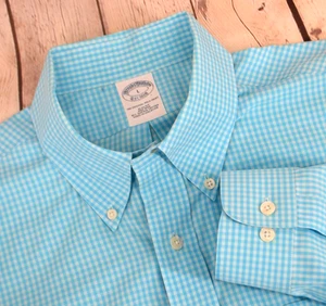 Camisa BROOKS BROTHERS Calce Ajustado Sin Hierro Manga Larga Botón Frontal GRANDE Azul - Imagen 1 de 6