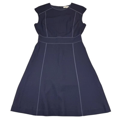 TORY BURCH Wayde Wool Crepe Dress Size 8 Midnight Blue - Image 1 of 4