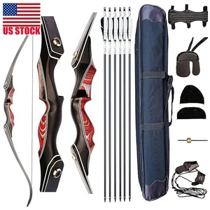 AF 20-55lbsLongbow Archery 60" Takedown Traditional Recurve Bow Set Hunting Bow - Picture 1 of 14